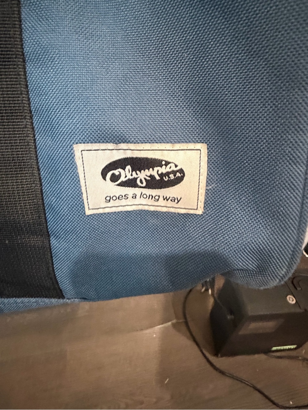 Vintage Olympia Blue Canvas Duffel Bag with Black Straps - Picture 2 of 8